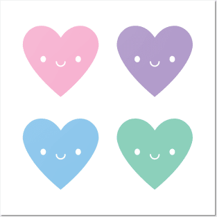 Kawaii Pastel Candy Hearts Posters and Art